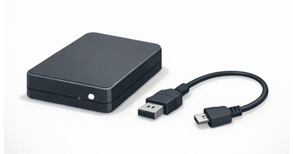 外付けHDDはバックアップ後に外すイメージ